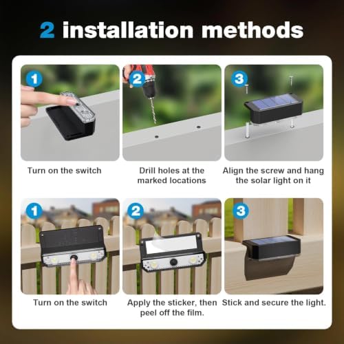 Peasur 12 Pack Solar Fence Lights Outdoor, Deck Light Solar Powered, IP65 Waterproof Led Riling Solar Lights for Outside Step Yard, Warm White - Image 6