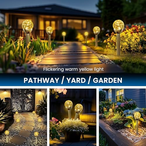 SOLPEX Solar Garden Lights Outdoor, 6 Pack Warm White Solar Lights Outdoor - Image 6
