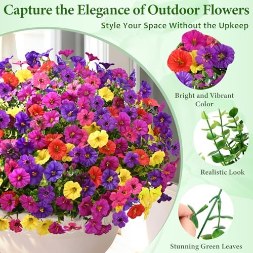 Yastouay Artificial Flowers for Outdoors, 14 Bundles Realistic Fake Flowers - Image 4