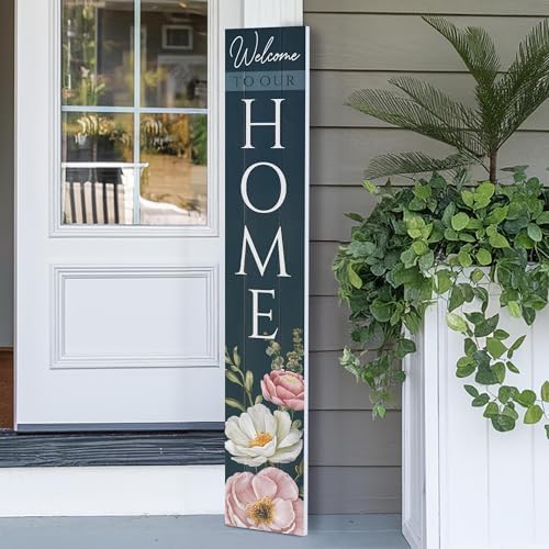 8"x48" Spring Welcome Sign for Front Porch, Hello Spring Porch Sign for Front Door Durable PVC Welcome Home Decorations for Outdoors p (Design 16) by BasicFundamentals