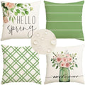 RABUSOFA Spring Pillow Covers 20x20 Inch Set of 4 Outdoor Waterproof Spring Decorations for Home,Green Farmhouse Decor Throw Decorative Pillows for Couch Patio by RABUSOFA