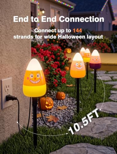 10.5FT Halloween Candy Corn Pathway Lights, 5PK Lighted up Candy Corn Decor - Image 3