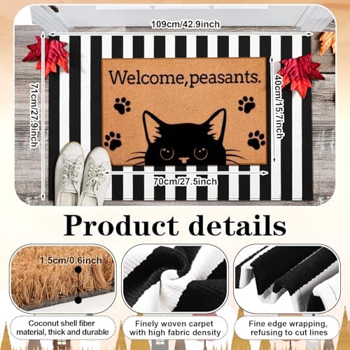 Duraaamo 2 Pcs Black Cat Door Mat, Cat Welcome Mat, 16 x 28, 28 x 43 - Image 3
