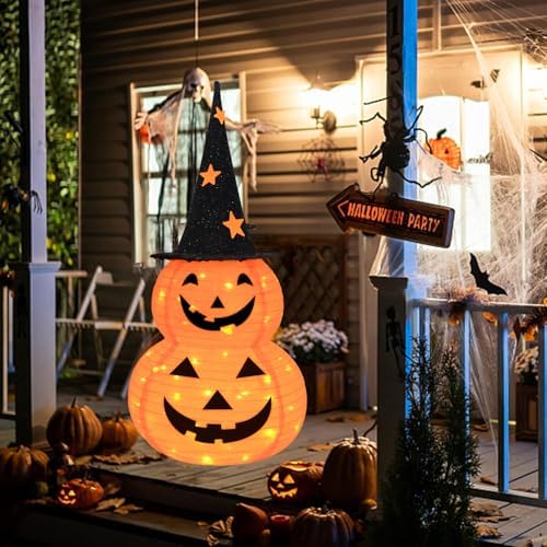 3FT Pumpkin Halloween Decorations Outdoor, 8 Modes Battery Operated Pumpkin Decorations, Collapsible Jack-o-Lantern Halloween Lights for Home, Party, Yard, Porch Thanksgiving Fall Decorations - Image 4