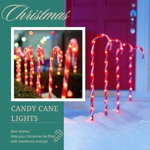 IDEAALS 24-Pack Solar Christmas Candy Cane Lights, Solar Pathway Lights Waterproof, Christmas Decorations Outdoor with 8 Modes for Party Patio Garden Lawn Yard Decor - Image 5