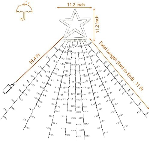 Waterfall Christmas String Lights with 317 LED Star Hanging Twinkle Fairy Curtain Lights for Party Wedding Patio Indoor Outdoor Decorative Water Flow Lights - Image 7