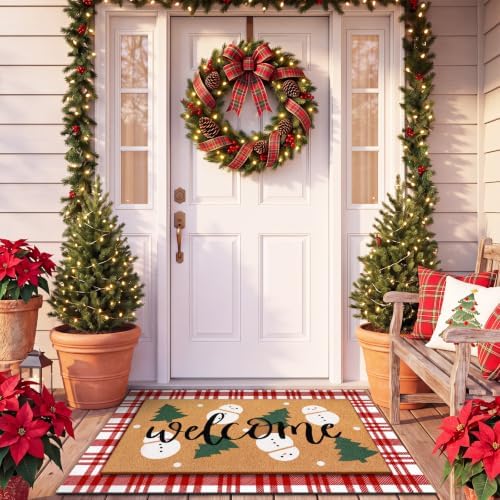 Tinideya 2 Pcs Christmas Layered Doormat Set, Snowman Welcome - Image 5