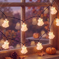 Halloween Ghost String Lights, 8.5Ft Outdoor Halloween Decorations Lights with 10 White Ghosts Lights Waterproof, Hanging Ghosts Fairy Lights UL Listed for Patio Garden Backyard Party Bedroom Window by Goothy