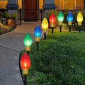 Jumbo C9 Christmas Pathway Lights Outdoor, 2 Pack 7FT Christmas Yard Decorations with 8 Jumbo C9 LED Strawberry Multicolor Bulbs Christmas Walkway Lights for Outside Holiday Lawn Garden Driveway Decor by Goothy