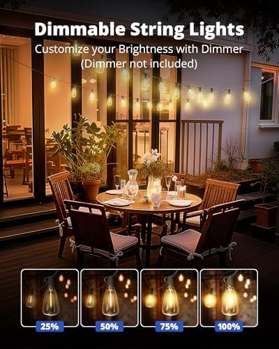 VIPAR Outdoor String Lights,25FT LED Patio Lights Waterproof 11 ST38 Bulbs - Image 4