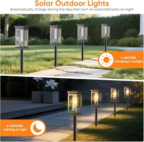 Solar Pathway Lights Outdoor Waterproof – 8 Pack Bright Solar Powered Garden Lights with Auto On/Off, IP65 LED Landscape Lighting for Walkway Patio Lawn Yard Decor - Image 4