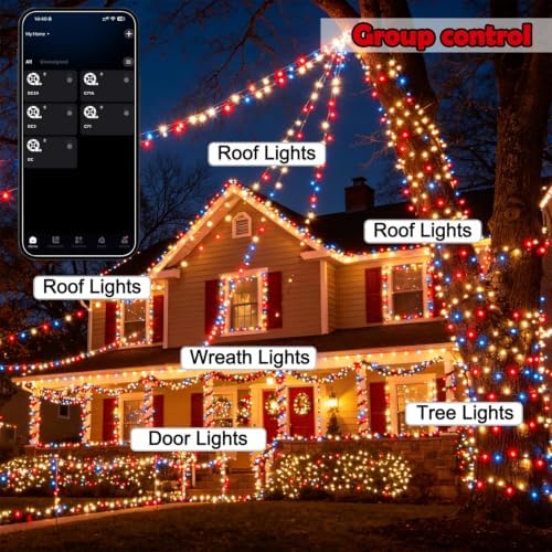 LJLNION Smart Color Changing Halloween Lights, 98.6FT 300 LED RGB String Lights with Remote & App Controlled, Music Sync Multiple Modes, Waterproof Indoor Outdoor Holiday Xmas Tree Party Decor - Image 6