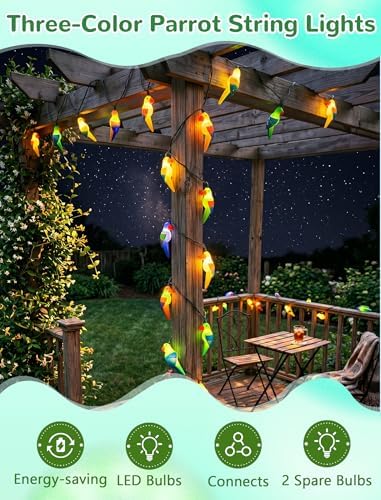 8.5FT Parrot String Lights, Plug in Parrot Fairy LED Lights with 10 Mini LED Bulbs, Outdoor Patio String Lights for Garden Home Party Decoration - Image 4