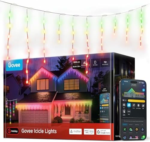 Govee Icicle Lights, Smart RGBIC Christmas Lights for Outside by Unknown
