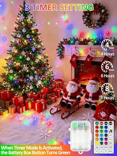 2 Pack 60 LED RGB Color Changing Fairy Lights Battery Operated with Remote - Image 6