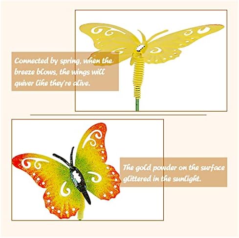 Juegoal 6 Pack Metal Yard Stakes Spring Decor, 15 Inch Outdoor Metal Colorful Butterfly Hummingbird & Bee Shaking Head Yard Art, Rust Proof Plant Sticks for Yard Lawn Pathway Patio Ornaments - Image 2