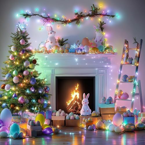 Dazzle Bright 300 LED Easter String Lights, 100 FT Colorful Connectable Waterproof String Lights Clear Wire with 8 Modes, Easter Decorations for Indoor Outdoor Party Yard Garden (Pastel) - Image 3