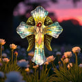 Solar Cross for Cemetery Grave,Metal Angel Wings Outdoor Yard Garden Stakes by HokfirmHomeDecorGarden