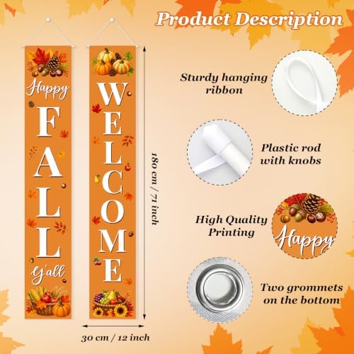 Fall Welcome Banner Porch Sign Happy Fall Banner Front Door Outdoor Decor - Image 3