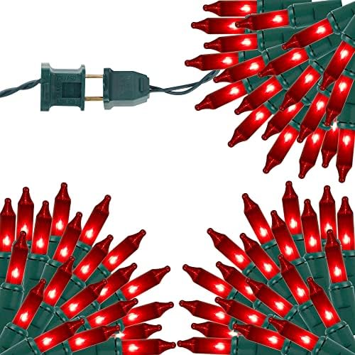 LJLNION 3 Sets Valentines Lights, 150 Count 33 FT Each Mini String Lights, Green Wire Fairy Light, 120V UL Certified Connectable Christmas Tree Light for Holiday Winter Patio Party Outdoor Decor, Red by LJLNION