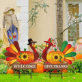 JarThenaAMCS 2 Pack Thanksgiving Fall Metal Garden Stakes Decorations Turkey Pumpkin Welcome Yard Sign for Autumn Harvest Outdoor Lawn Patio Walkway by JarThenaAMCS