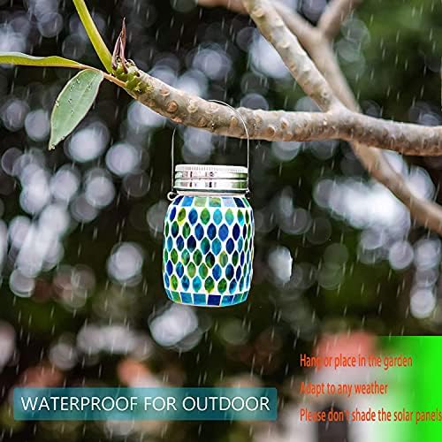 Solar Mosaic Glass Solar Hanging Lantern, Waterproof Outdoor Garden Light - Image 6