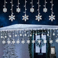 Christmas Snowflake Lights Outdoor, 17.22ft 264 LED Snowflake Icicle Lights with 22 Drops, 8 Modes connectable Plug In Christmas Light Waterproof for Eaves, Garden, Indoor & Outdoor Xmas Decor (White) by Jnaurb