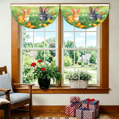 Easter Rabbit Butterflies Semicircular Hanging Decorative Bunting Flag 2pcs - Image 6