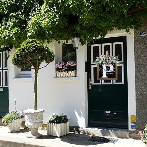 Last Name All Year Round Front Door Wreath with 26 Initial Letter Welcome Sign All Seasons Eucalyptus Garland and Bow ，Farmhouse, Porch, for Spring Summer Fall All Seasons Holiday Halloween Christmas.（P） - Image 5