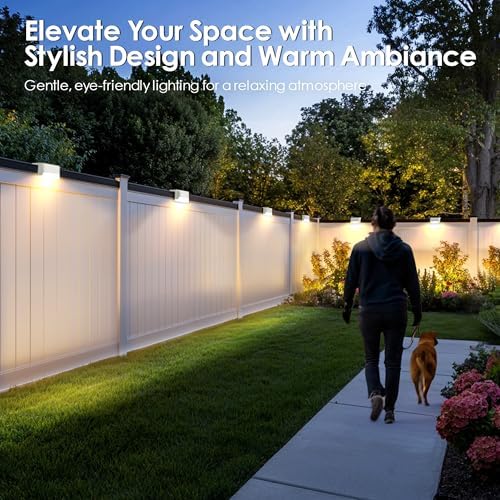 SOLPEX Solar Fence Lights Outdoor, Waterproof LED, 16 Pack Warm White - Image 2
