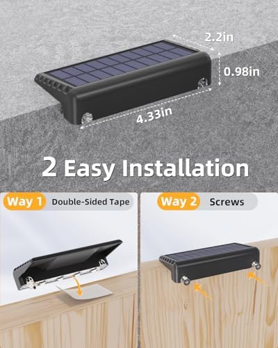 VOLISUN Solar Deck Lights 20 Pack, Warm White Glow LED Large Size Lamp, IP65 Waterproof Step Lights Outdoor for Deck, Step, Fence, Railing, Wall and Stairs (Black) - Image 5