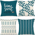 YCOLL Pillow Covers 20x20 Set of 4, Modern Sofa Throw Pillow Cover, Decorative Outdoor Linen Fabric Pillow Case for Couch Bed Car,Teal by PillowCoversExpert