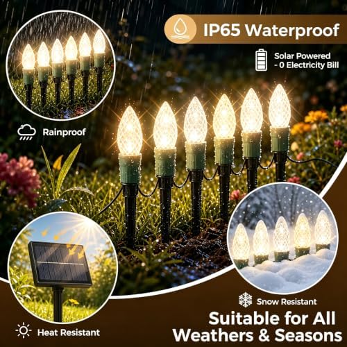25LED 27Ft Solar C9 Christmas Stake Lights for Outdoor Christmas Decor - Image 4