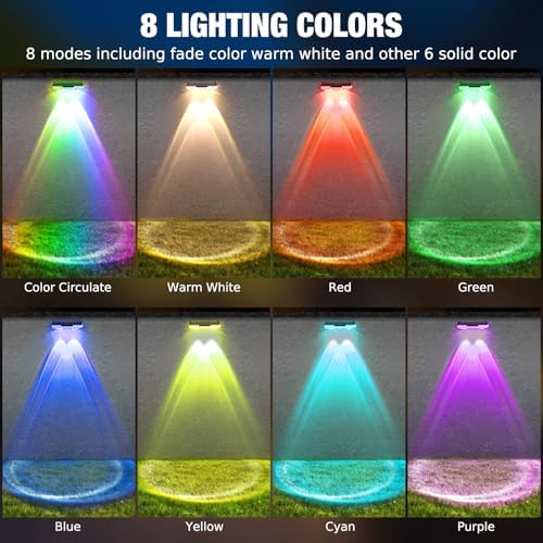 Solar Fence Lights, 12-Pack Solar Deck Lights Outdoor IP65 Waterproof, Fence Light Solar Powered for Fence, Deck, Porch, Backyard, Pathway, Garden - 8 Colors, RGB - Image 2