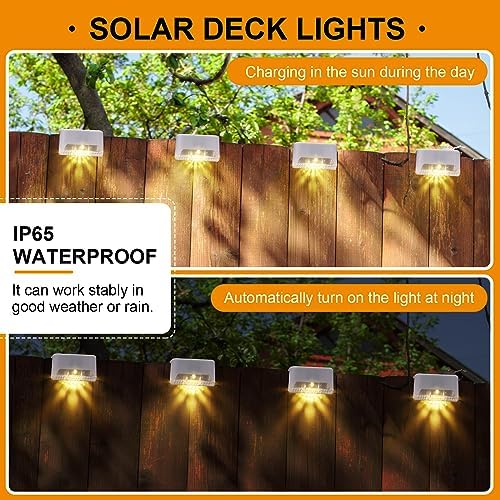 Geelin 32 Pcs Solar Deck Step Lights Outdoor, White Shell Warm White Light - Image 3