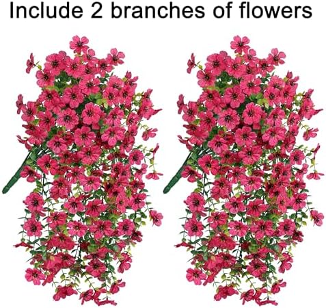 INSPRING Artificial Faux Outdoor Outside Flowers Plants, 2 PCS Fake Silk UV Resistant Look Real Hotpink Daisy Trailing Vines for Front Door Porch Planter Urn Patio Balcony Decoration - Image 2