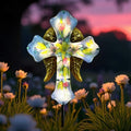 Solar Cross Garden Stakes for Graves,Lily Cemetery Decorations Yard Patio Decor,Golden Angel Wings Cross Lights Outdoor,Remembrance Gifts by HokfirmHomeDecorGarden