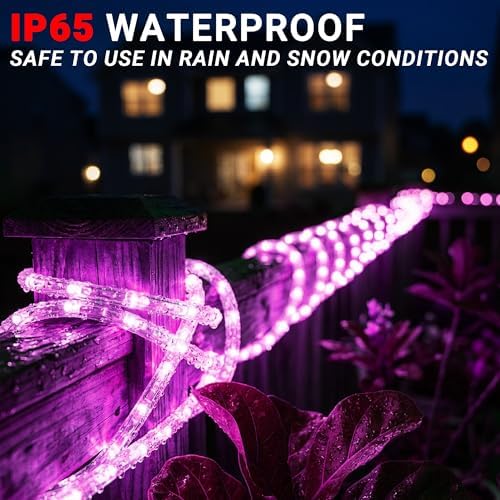 100ft Rope Lights For Outside,Connectable & Flexible Tube Lights with 8 Modes Controller,Waterproof Purple LED Rope Lighting for Deck,Garden,Pool,Patio,Bedroom,Party,Indoor & Outdoor Landscape Light - Image 5