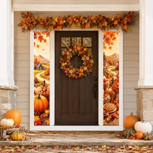 IVN Autumn Farm Porch Banner Pumpkin Pie Harvest Decor 2 Pcs - Image 2