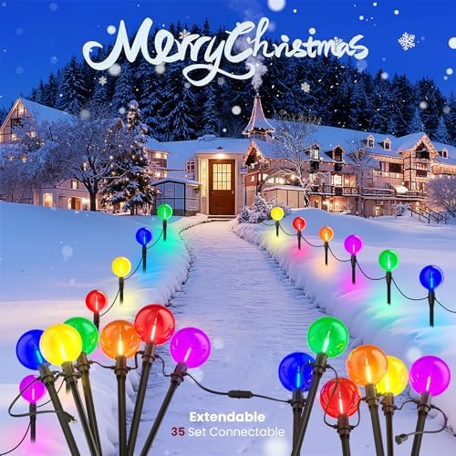 Zuske Outdoor Jumbo G40 Christmas Pathway Lights, 23FT Connectable Walkway Lights with 12 G80 Multicolor LED Bulbs for Driveway Yard Lawn Garden - Image 3