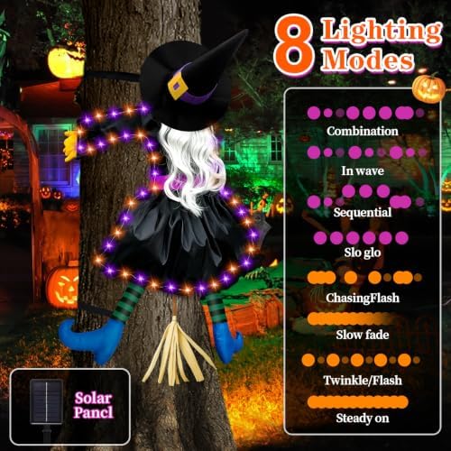 Halloween Decorations Outdoor, Solar Witch, Silver Hair - Image 2