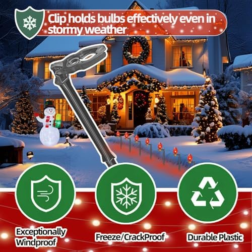 200 Pack Christmas Light Stakes 8.5"-10" for C7 and C9 String Lights,Outdoor Light Stakes,Yard Stakes,Garden,Lawn,Pathway, Patio, Path, Walkway, Christmas Decoration - Image 3