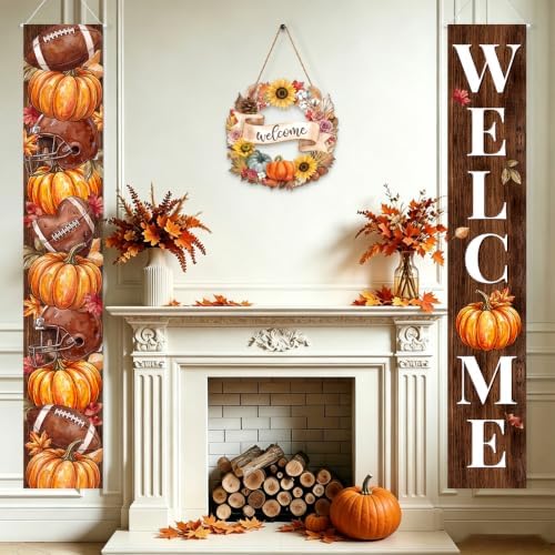 Fall Welcome Banner Porch Sign Football Banner Front Door Outdoor Decor - Image 5