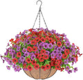 AGIRL Artificial Hanging Flowers with Baskets for Outdoors(Red Purple) by AGIRL
