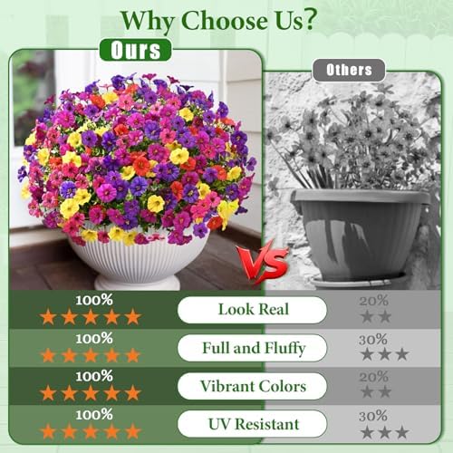 Yastouay Artificial Flowers for Outdoors, 22 Bundles UV Resistant Artificial Outdoor Flowers, Realistic Fake Outdoor Flowers Plant Faux Flowers for Outdoor Planters Front Porch Patio Window Box - Image 2