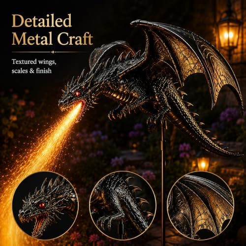 Solar Dragon Fire Garden Light, Solar Dragon Fire Garden Stake Light - Image 5