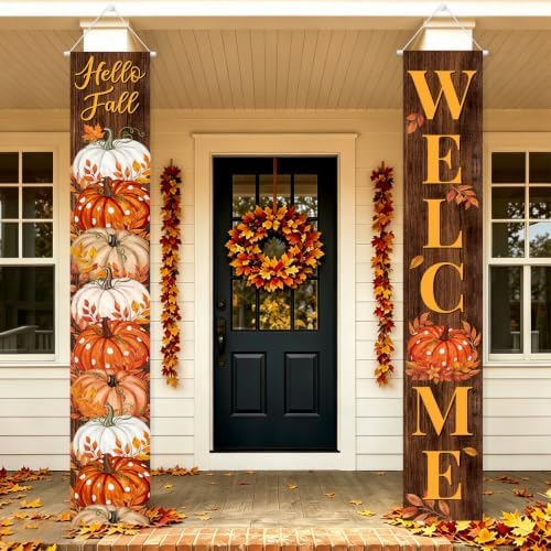 Fall Welcome Banner Porch Sign Hello Fall Banner Front Door Outdoor Decor - Image 6