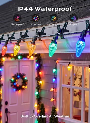 Minetom C9 Outdoor Christmas Lights, 72 FT 110 LED C9 String Lights, 8 Modes & Timer Connectable Waterproof for Christmas Tree Light Indoor Outdoor Xmas Decor, Multicolor - Image 4
