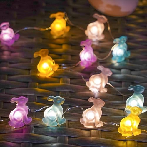 Easter Bunny Fairy Lights Battery Operated with Remote Pastel String Lights - Image 4