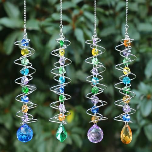 Sun Catchers, 4 Pcs Crystal Suncatchers for Indoor Windows Hanging Decorative Crystals Ball Prism for Yard and Garden Indoor Home Wedding Party Car Mirror Christmas Tree Decorations - Image 3